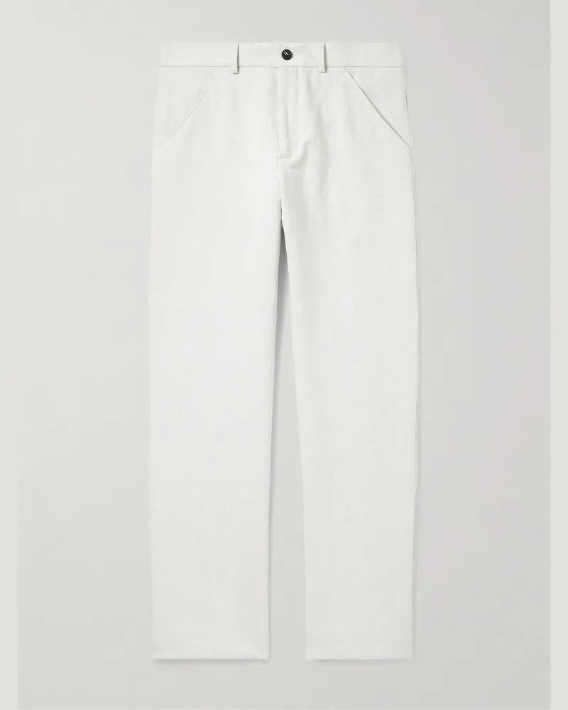 Incotex Venezia 1951 gerade geschnittene Hose aus Twill aus einer Baumwoll-Leinenmischung Neutral