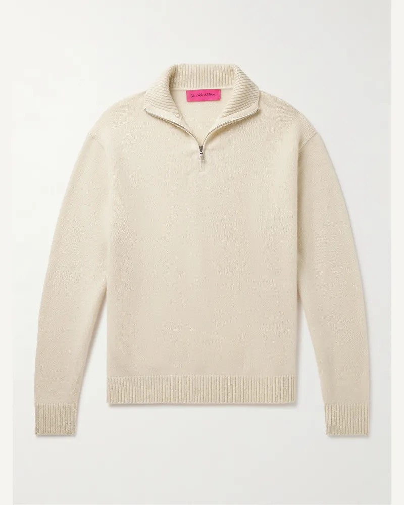 The Elder Statesman Cashmere Half-Zip Sweater Neutrals