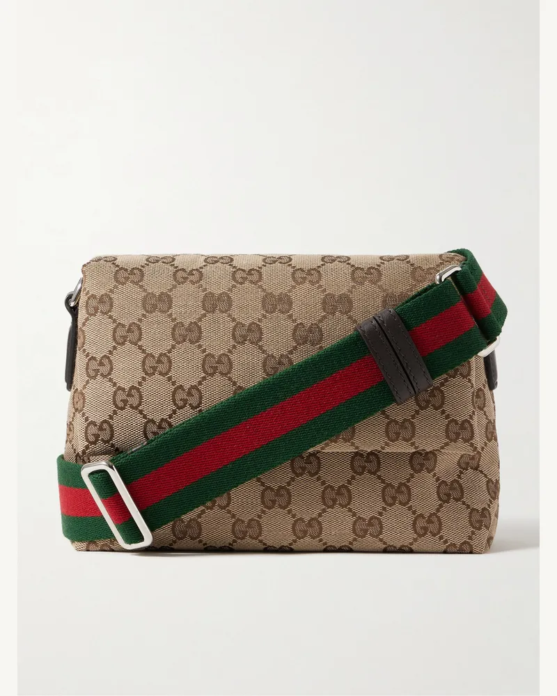 Gucci Neo Original Umhängetasche aus Canvas mit Logomuster und Lederbesatz Neutral