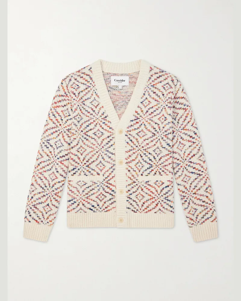 Corridor Mandala Jacquard-Knit Pima Cotton Cardigan Neutrals
