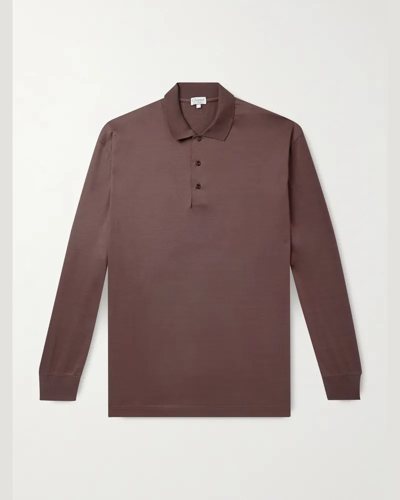 Charvet Cotton-Sateen Polo Shirt Brown