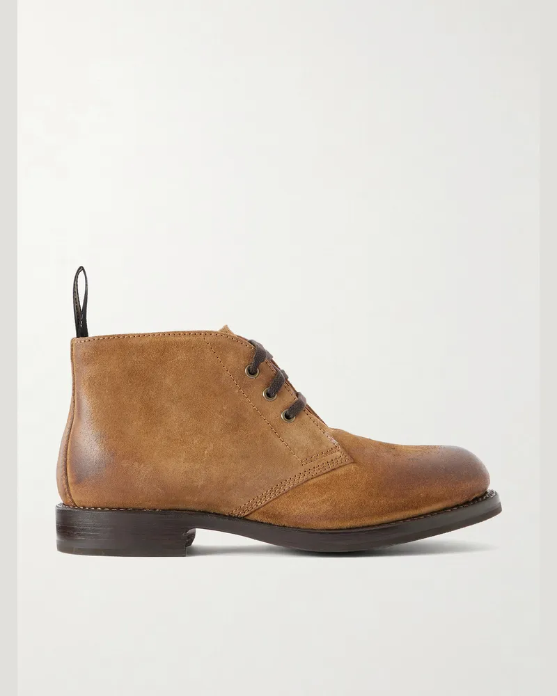 Grenson  Rory Burnished-Suede Lace-Up Boots Brown
