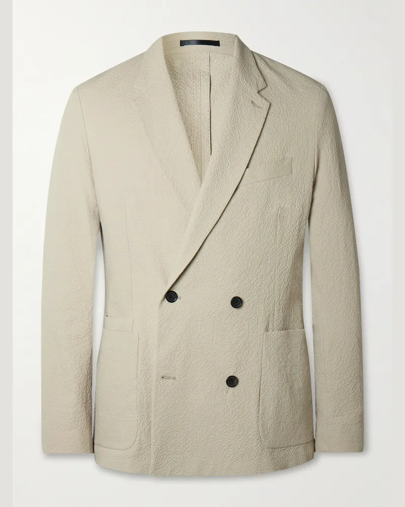 Paul Smith Doppelreihiges Sakko aus Seersucker aus einer Baumwollmischung Neutral
