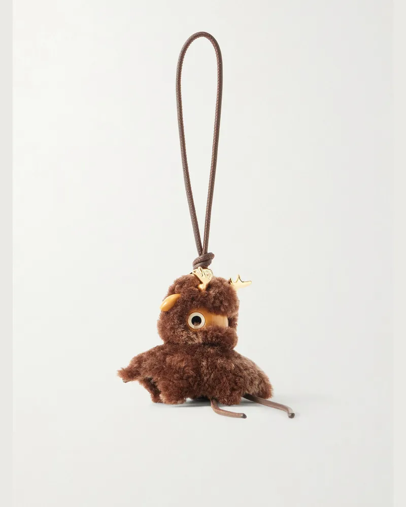 Loewe Deer Puzz Shearling Bag Charm Brown