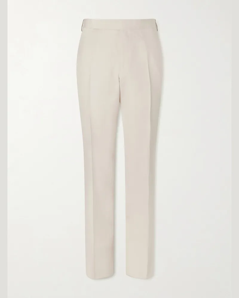 LARDINI Straight-Leg Woven Trousers Neutrals