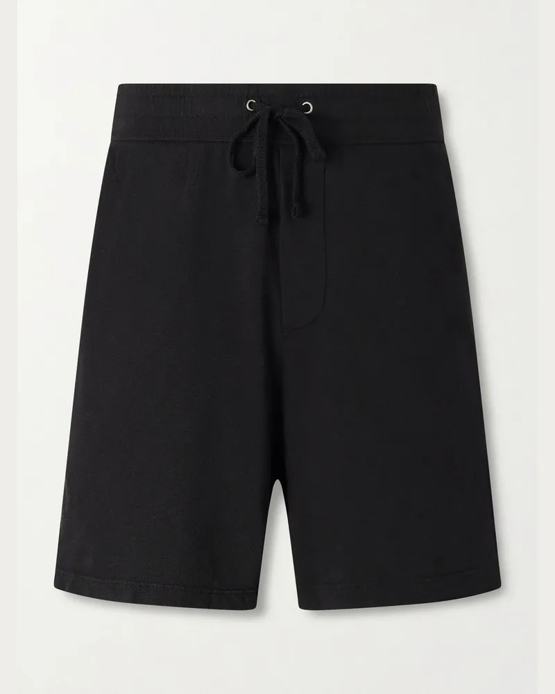 James Perse Straight-Leg Cotton-Jersey Drawstring Shorts Black