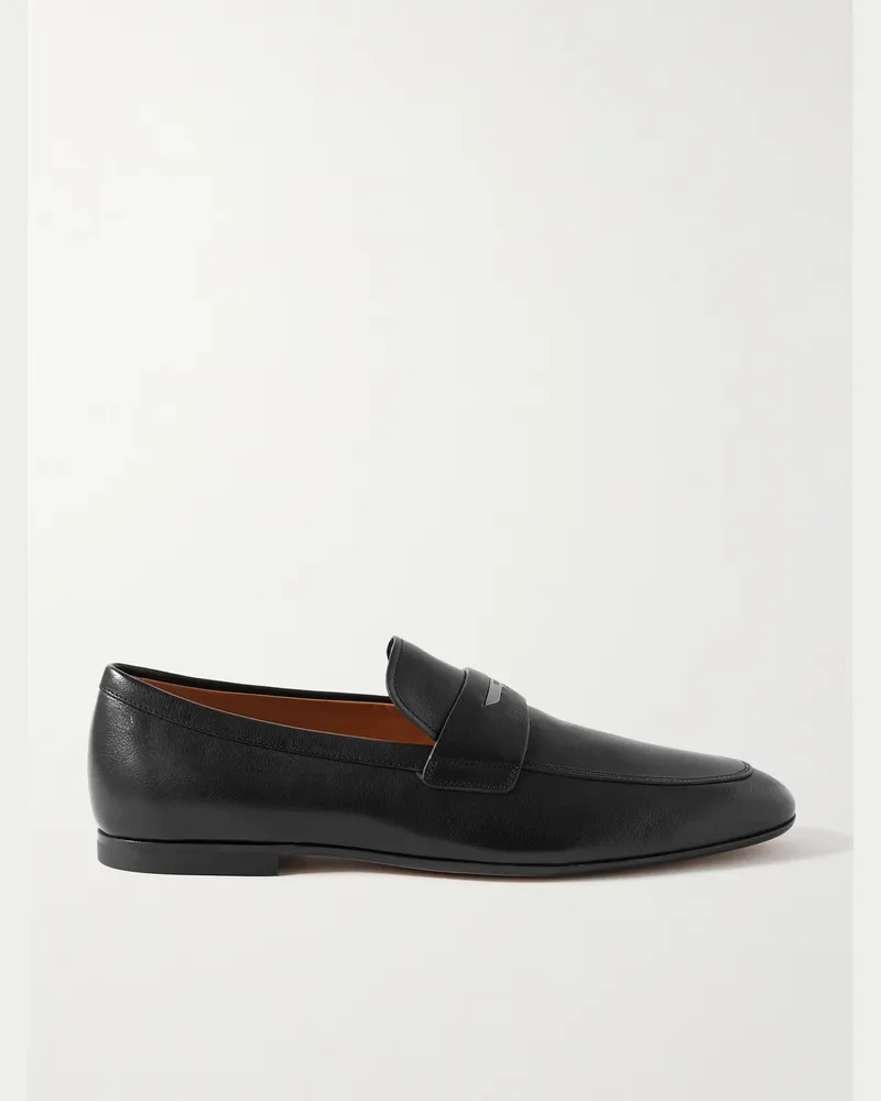 TOD'S Pennyloafers aus vollnarbigem Glanzleder mit Logoverzierung Schwarz