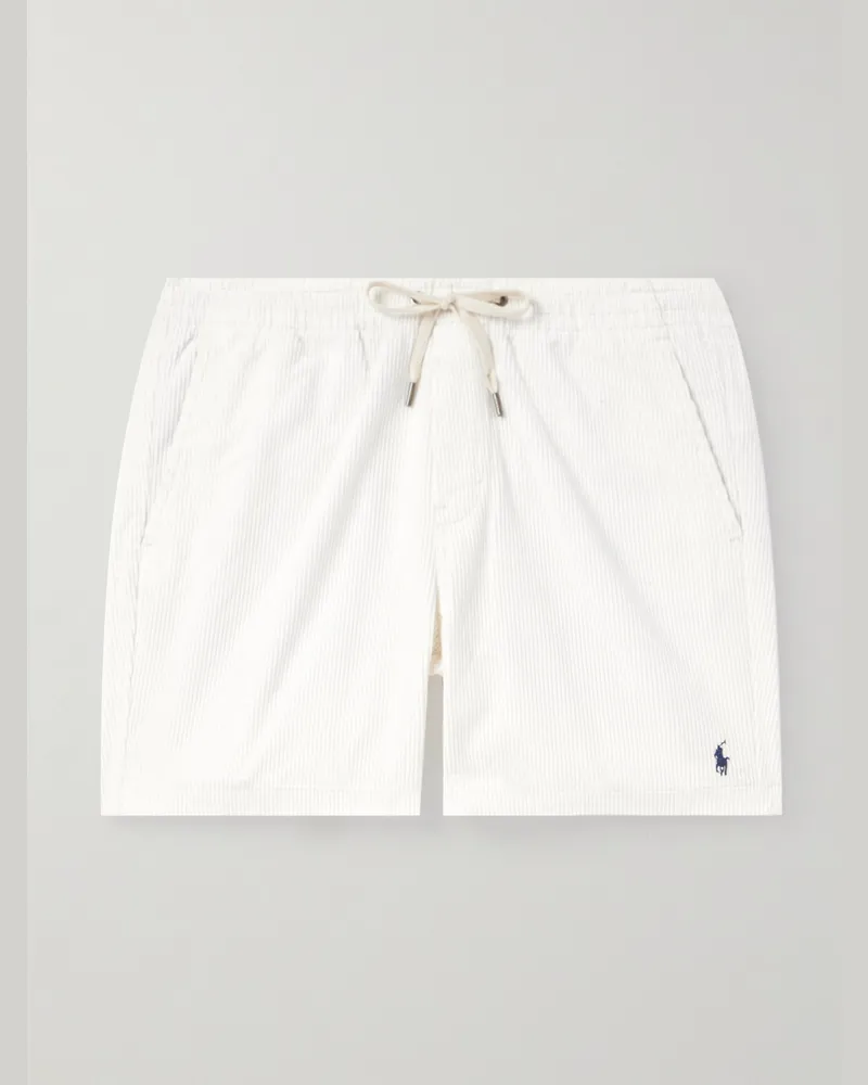 Ralph Lauren Prepster gerade geschnittene Shorts aus Baumwollcord mit Kordelzugbund und Logostickerei Weiß