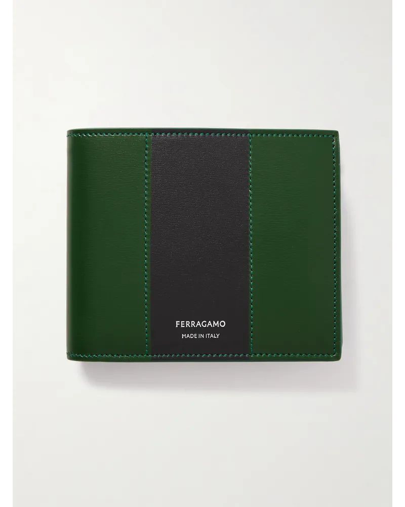 Ferragamo Aufklappbares Portemonnaie aus Leder mit Logoprint Grün