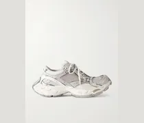 Stapler Distressed Mesh and Rubber Sneakers