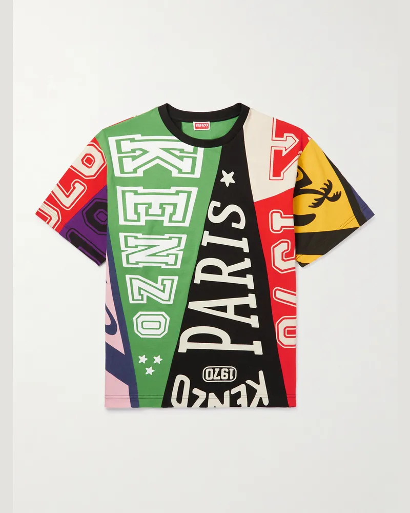 Kenzo Flags Oversized Logo-Print Cotton-Jersey T-Shirt Green