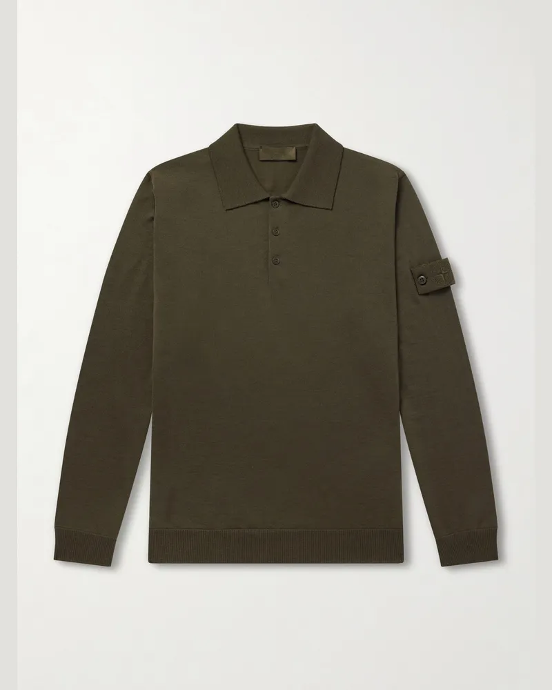 Stone Island GHOST Virgin Wool Polo Shirt Green