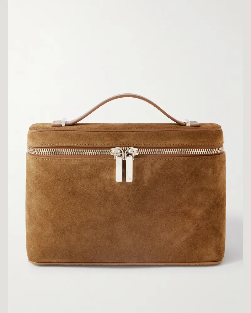 Christian Louboutin Djanis Leather and Rubber-Trimmed Suede Messenger Bag Brown