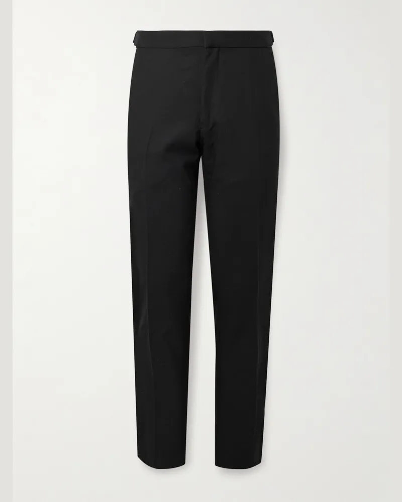 Tom Ford Schmal geschnittene Hose aus einer Seiden-Wollmischung Schwarz