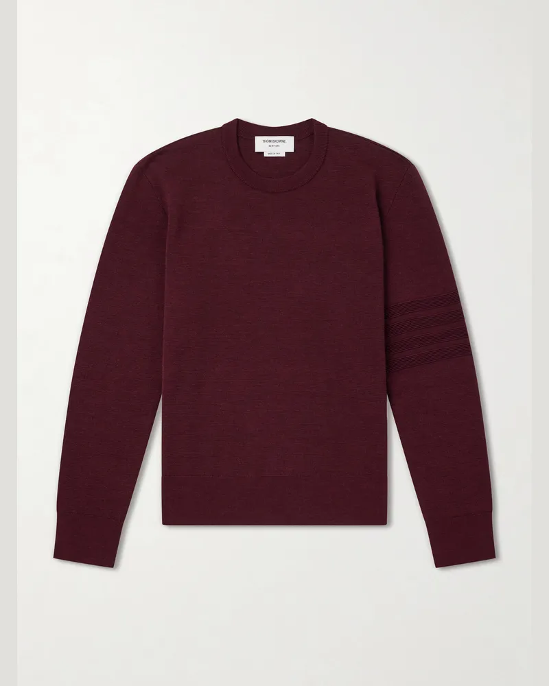 Thom Browne Milano Stitch Wool, Linen and Cotton-Blend Sweater Burgundy