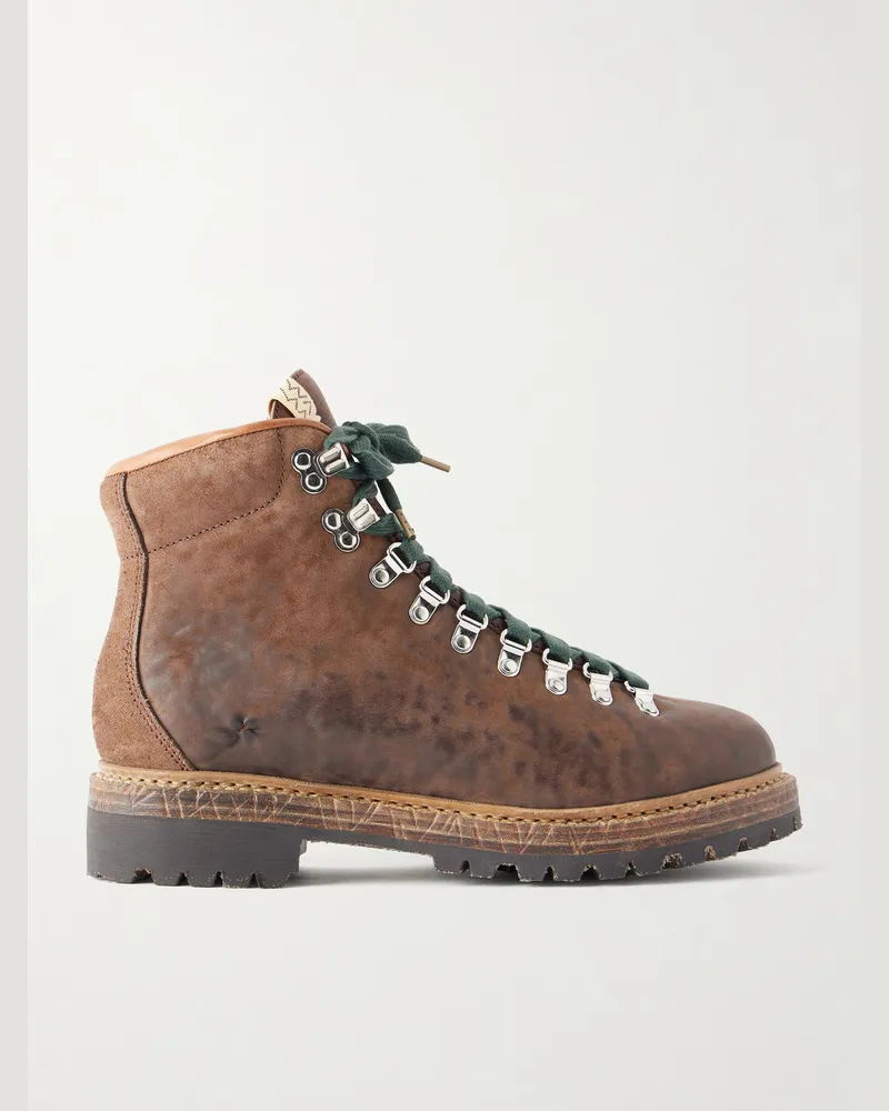 Visvim Whymper Folk Distressed Leather Lace-Up Boots Brown