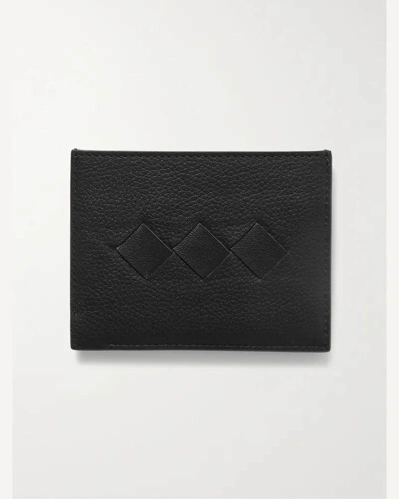 Bottega Veneta Kartenetui aus vollnarbigem Intrecciato-Leder Schwarz