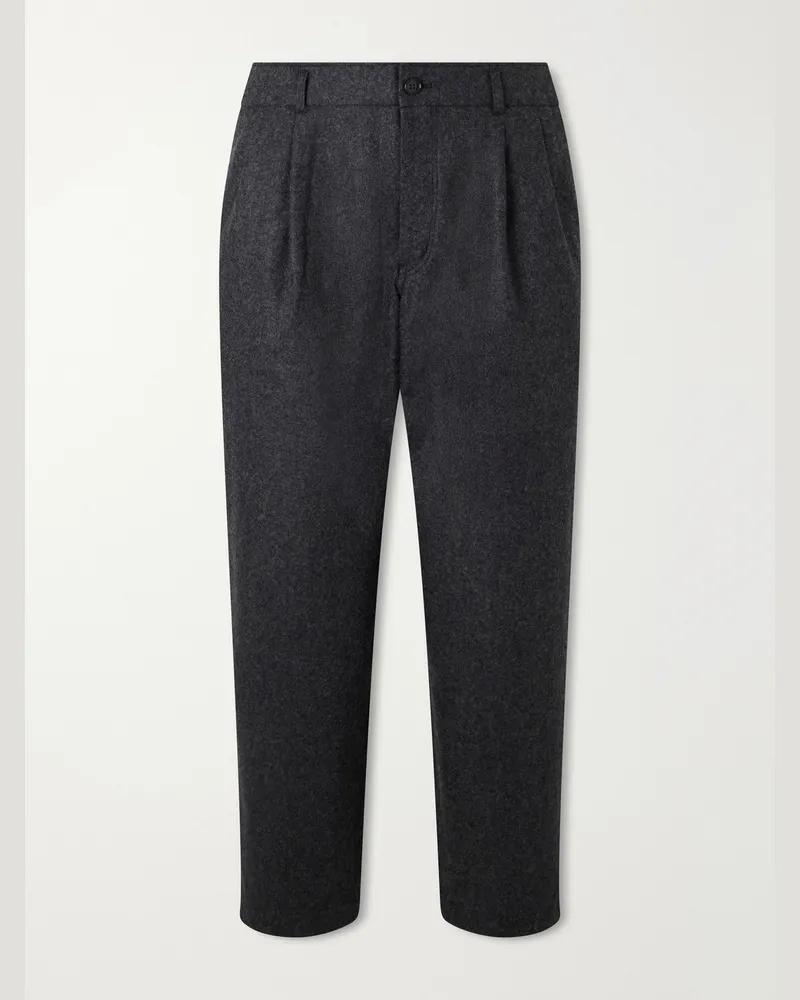 Comme des Garçons Wide-Leg Pleated Wool-Blend Flannel Trousers Gray
