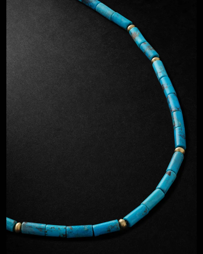 Jacquie Aiche Gold Turquoise Beaded Necklace Blue