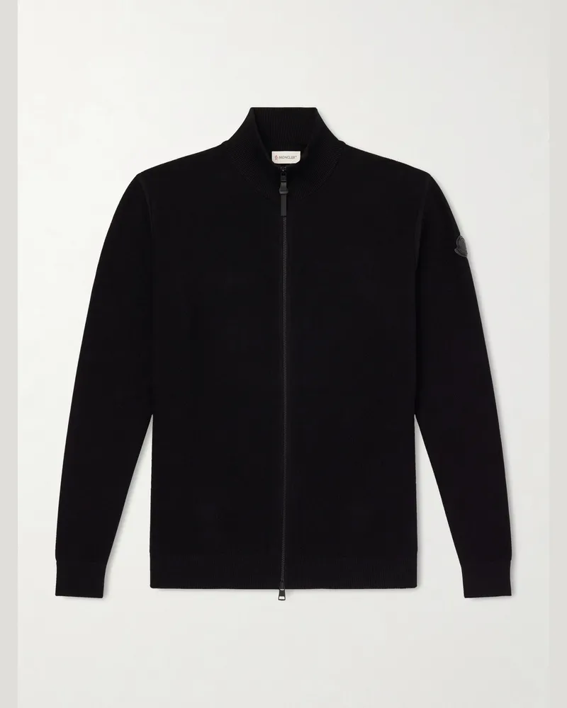 Moncler Logo-Appliquéd Cotton Zip-Up Cardigan Black