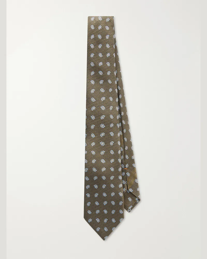 Ermenegildo Zegna 8cm Paisley-Jacquard Silk Tie Green