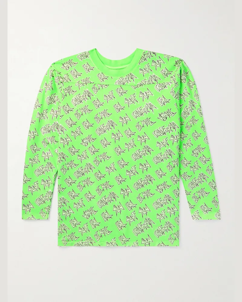 ERL Printed Cotton-Jersey T-Shirt Green