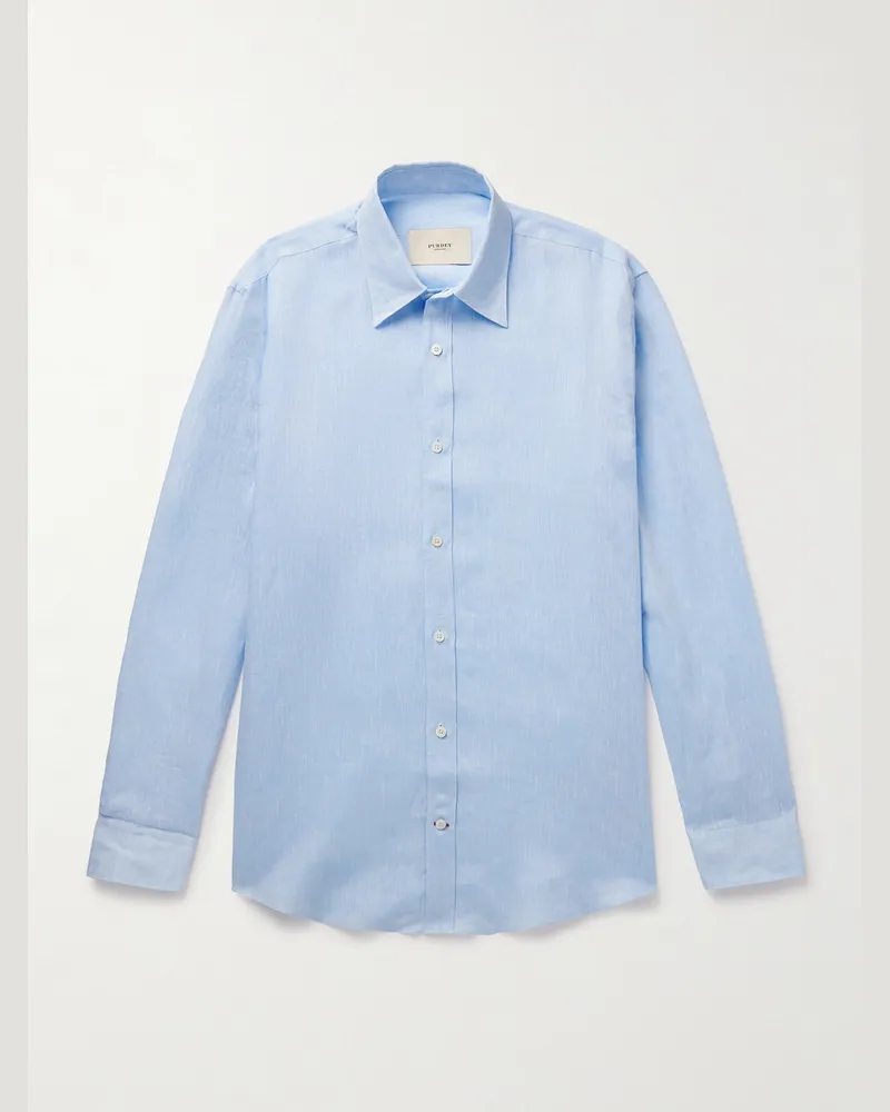 PURDEY Hemd aus Leinen Blau