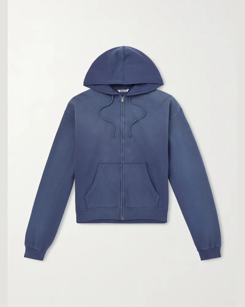 AURALEE Kapuzenjacke aus Baumwoll-Jersey mit Reißverschluss Blau