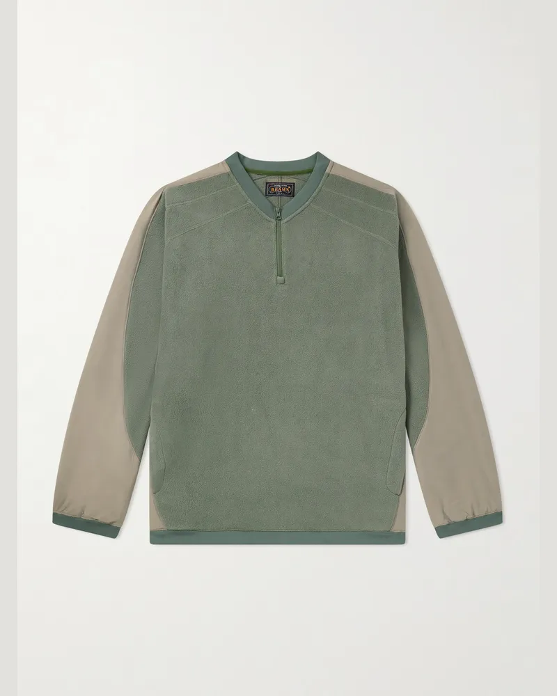 Beams Plus Pullover aus Fleece mit kurzem Reißverschluss Grün