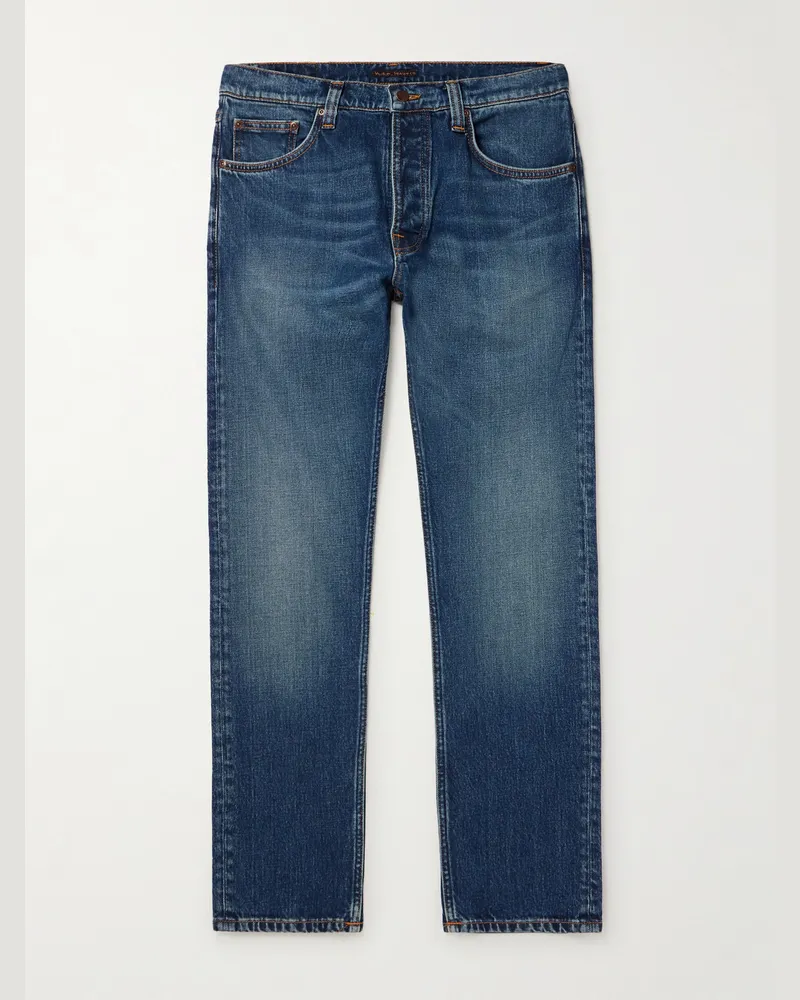 Nudie Jeans Solid Ollie Slim-Fit Straight-Leg Jeans Blue