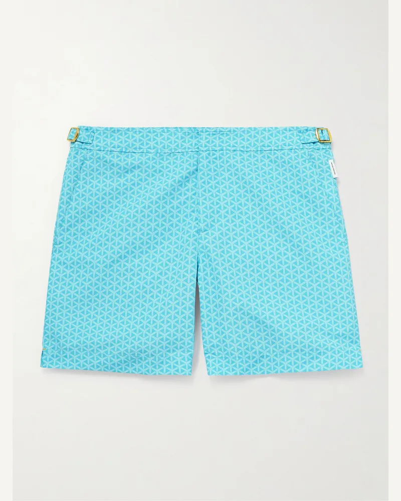 Orlebar Brown Lamborghini Bulldog Reticolo Straight-Leg Mid-Length Recycled Swim Shorts Blue
