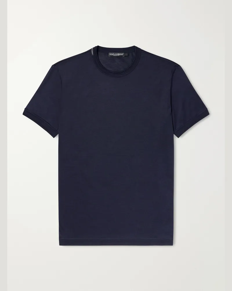 Dolce & Gabbana Silk-Jersey T-Shirt Blue