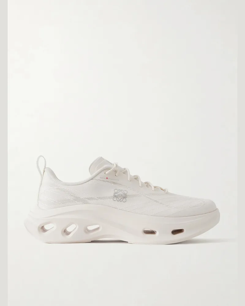 Loewe On Cloudtilt Rubber-Trimmed Mesh Sneakers White