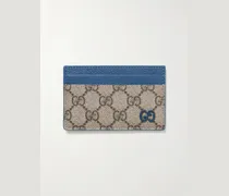 GG Supreme Monogrammed Coated-Canvas and Full-Grain Leather Cardholder
