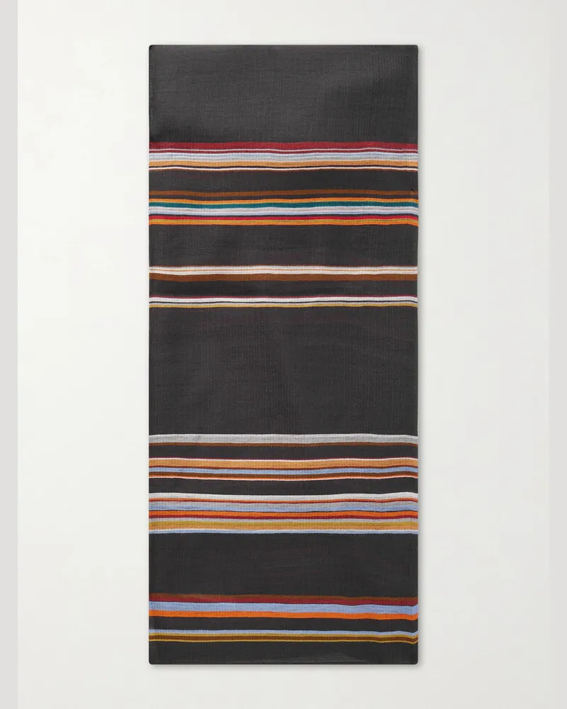 Paul Smith Gestreifter Schal aus Voile Schwarz