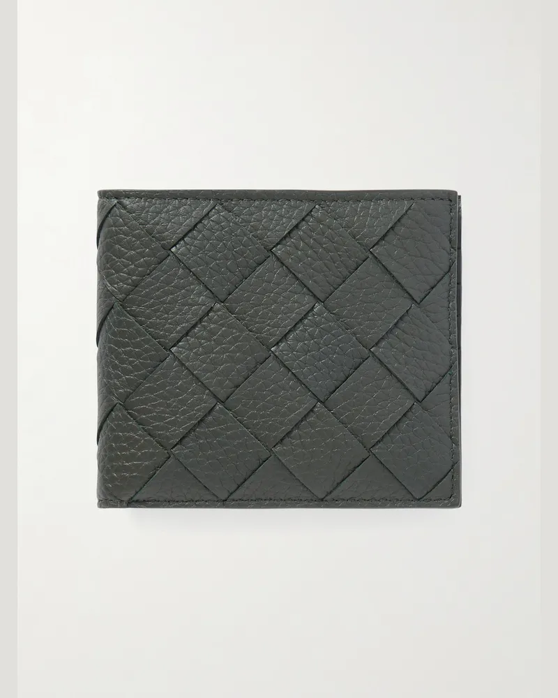 Bottega Veneta Aufklappbares Portemonnaie aus vollnarbigem Intrecciato-Leder Grün