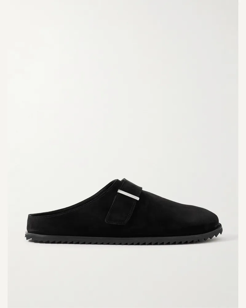 MR P. Slippers aus Veloursleder Schwarz