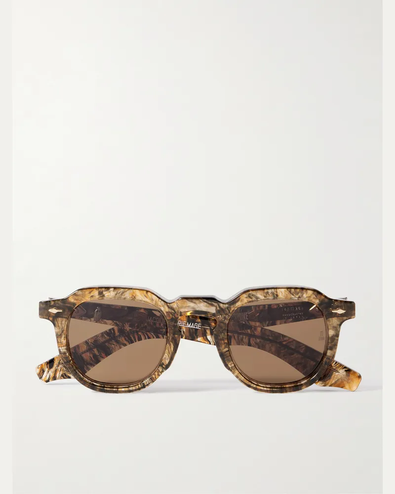Jacques Marie Mage Yellowstone VI Firehole River Sonnenbrille mit rundem Rahmen aus Azetat Braun