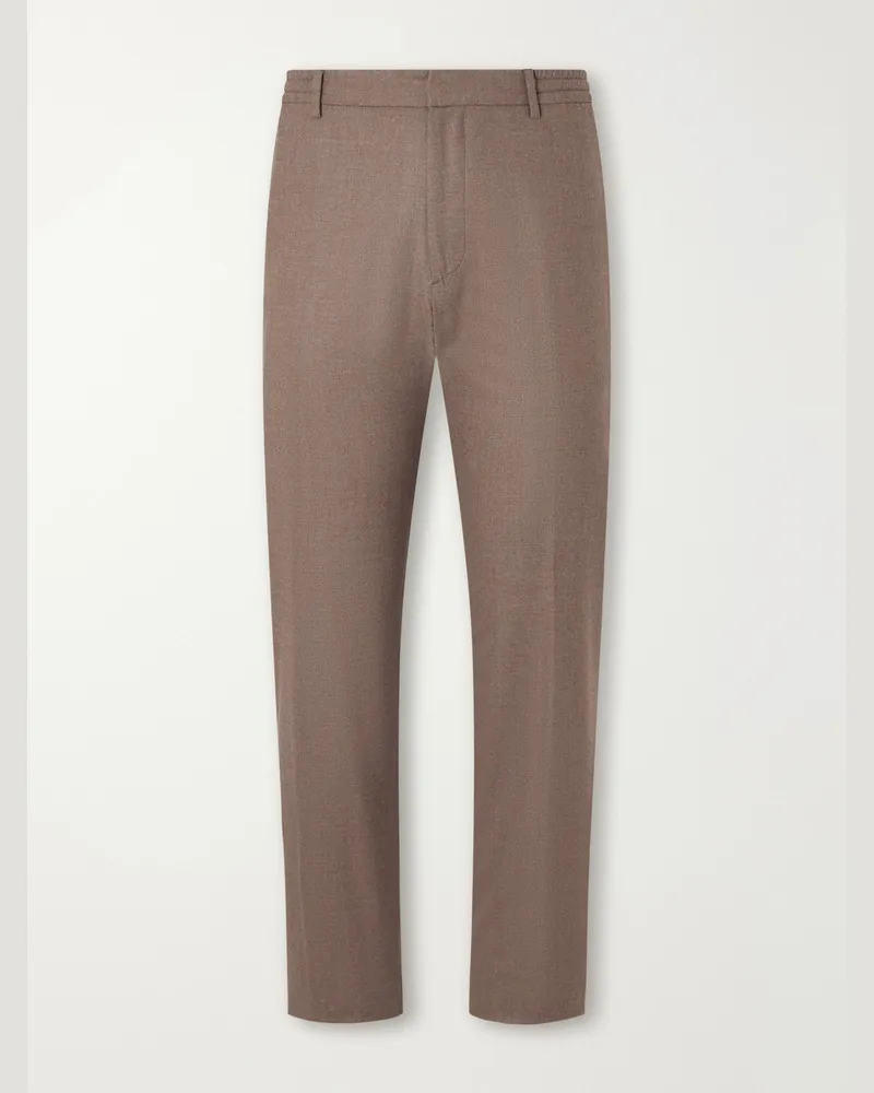 Boglioli Straight-Leg Woven Virgin Wool Trousers Brown