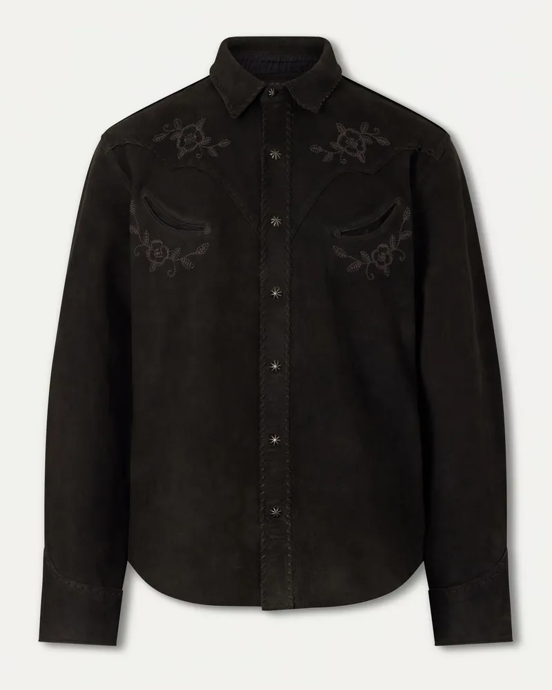 RRL Embroidered Suede Jacket Black