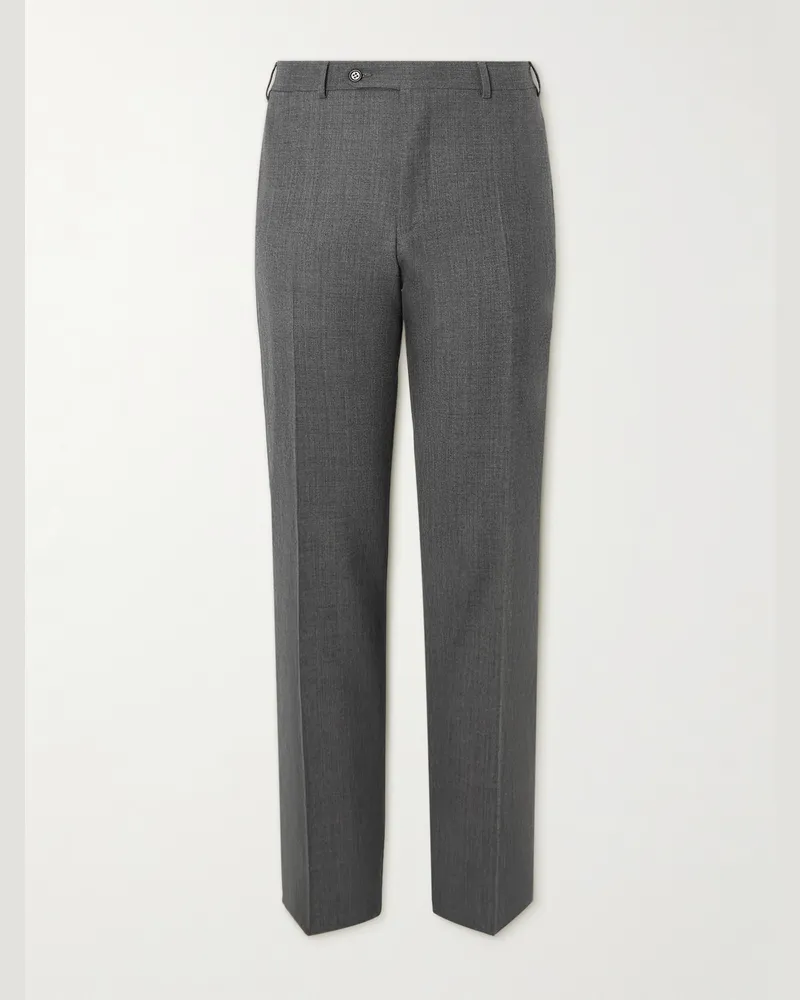Canali Straight-Leg Checked Wool-Flannel Suit Trousers Gray