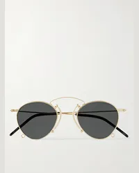 Gucci Round-Frame Gold-Tone Sunglasses with Chain Gold