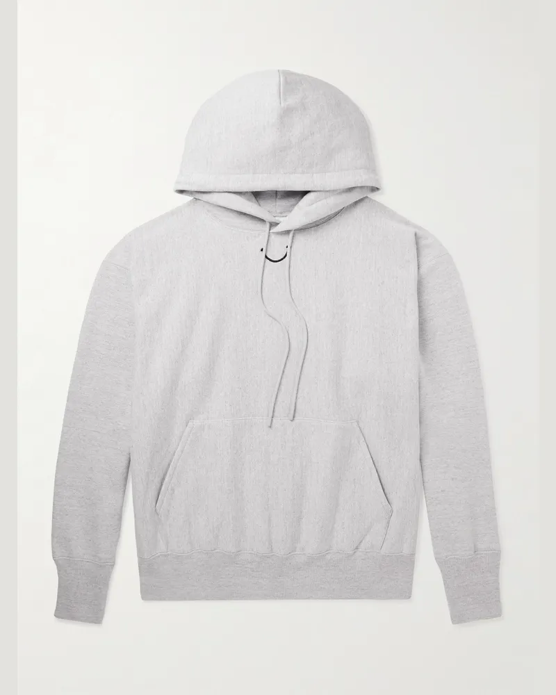 READYMADE Logo-Print Embroidered Cotton-Blend Jersey Hoodie Gray