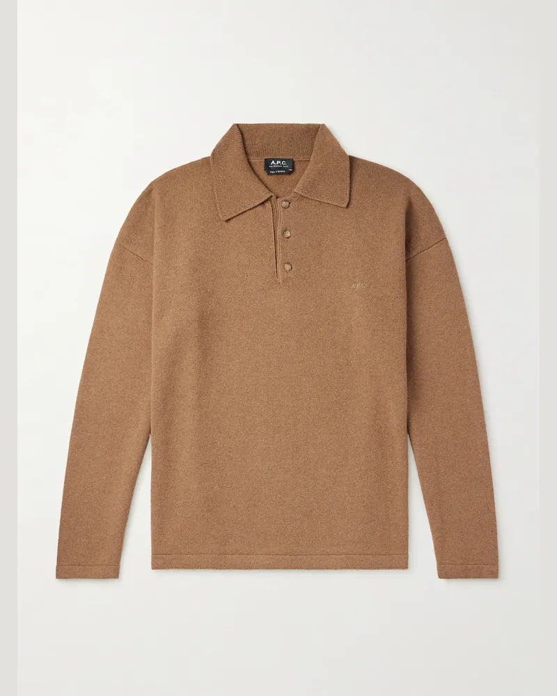 A.P.C. Manuel Pullover aus Wolle mit Polokragen Braun