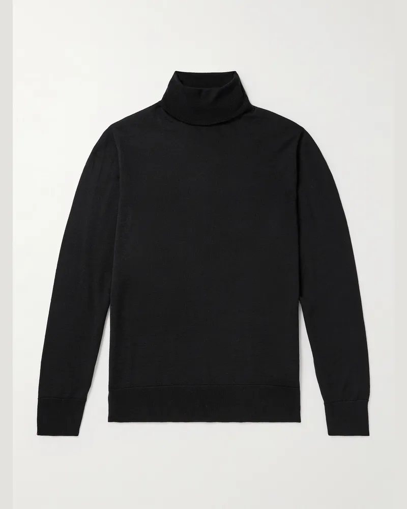 MR P. Schmal geschnittener Rollkragenpullover aus Merinowolle Schwarz