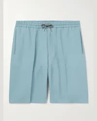 Paul Smith Gerade geschnittene Shorts aus Leinen mit Kordelzugbund Blau