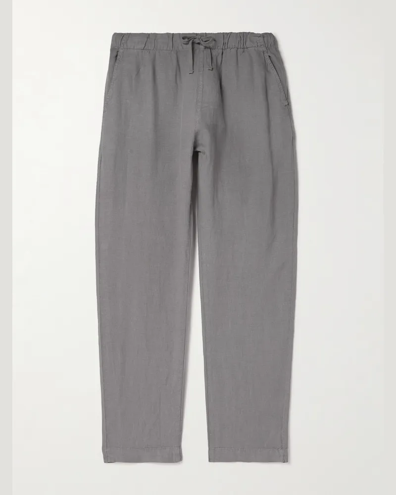 Hartford Joggy gerade geschnittene Hose aus Leinen mit Kordelzugbund Grau