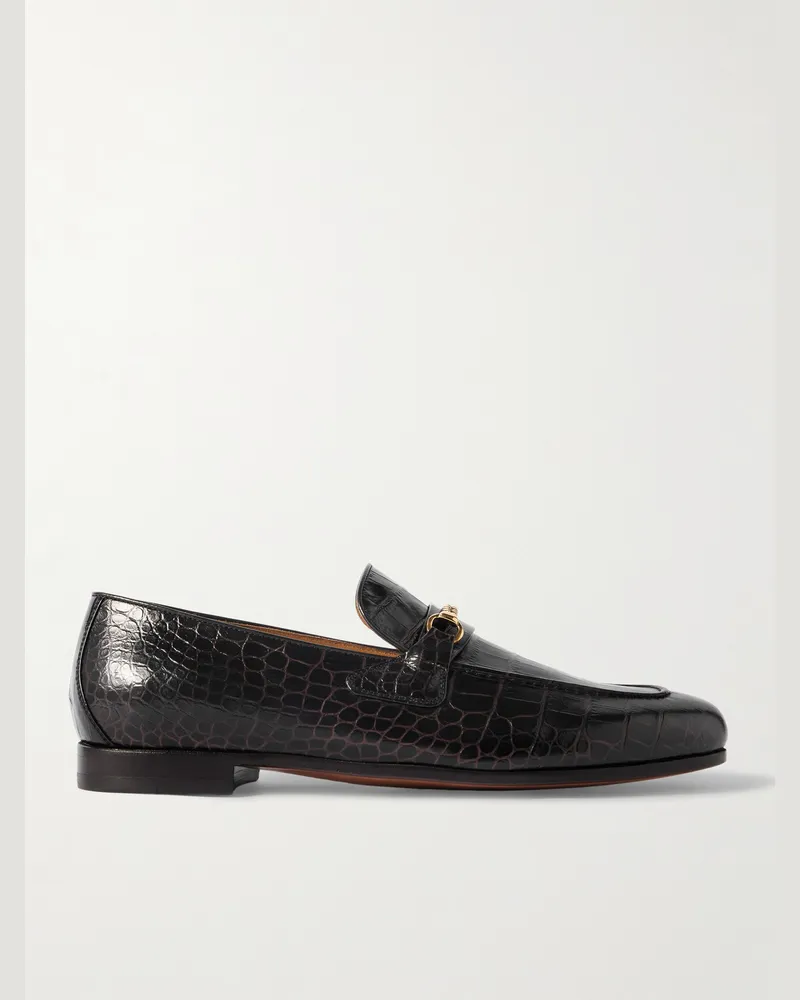 Tom Ford Gigi Loafers aus Leder mit Krokodileffekt und Verzierung Braun