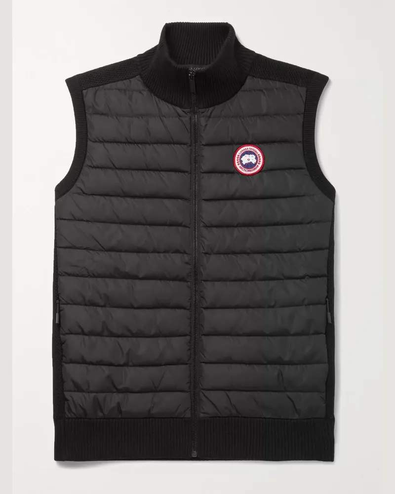 Canada Goose HyBridge schmal geschnittene Daunenweste aus Merinowolle und gestepptem Nylon Schwarz