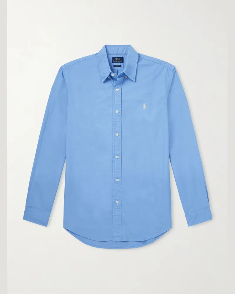 Ralph Lauren Hemd aus Baumwolle mit Button-Down-Kragen und Logostickerei Blau